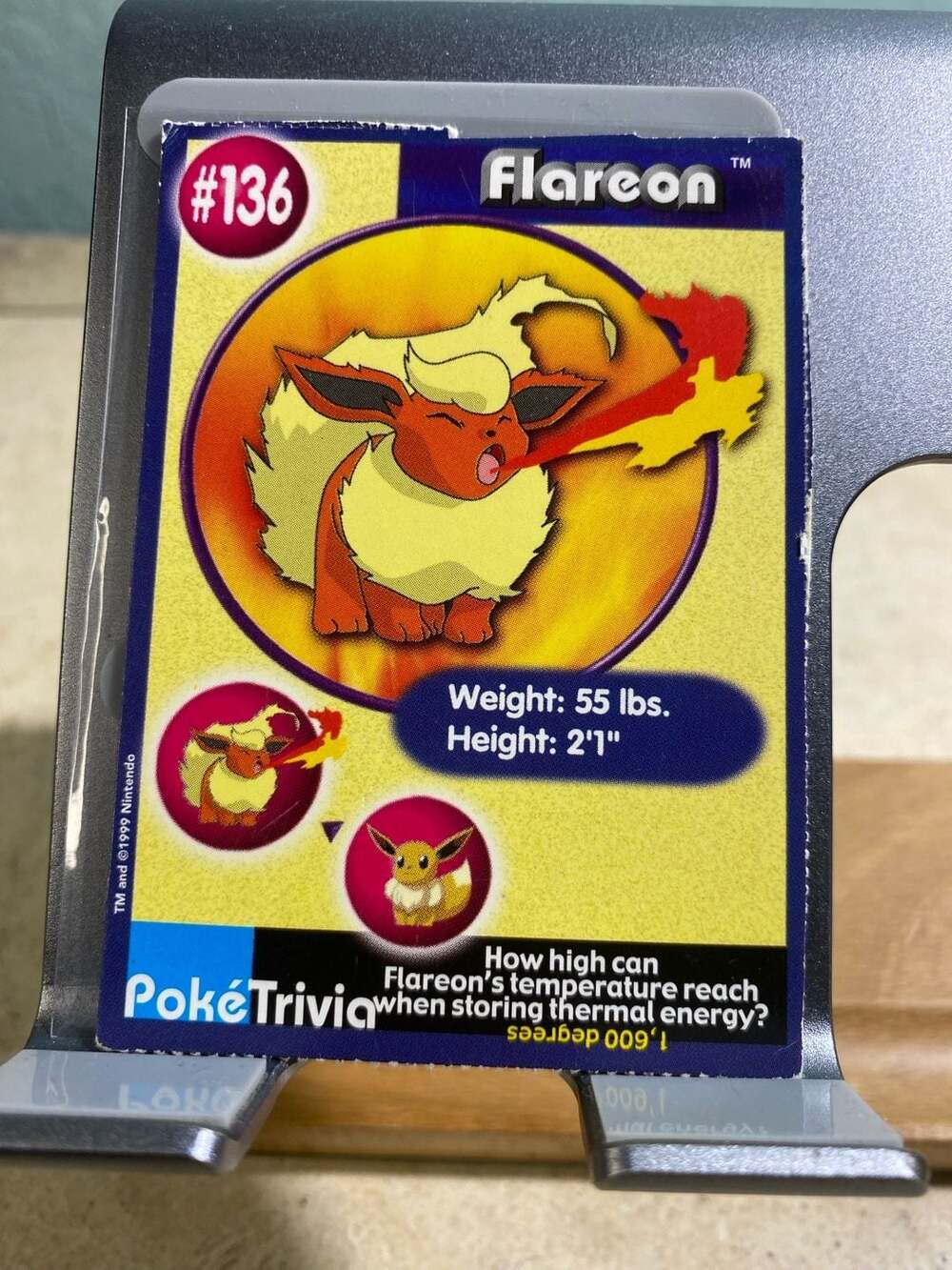 1999 Burger King Pokémon PokeTrivia Flareon #136 Mewtwo Strikes Back Card